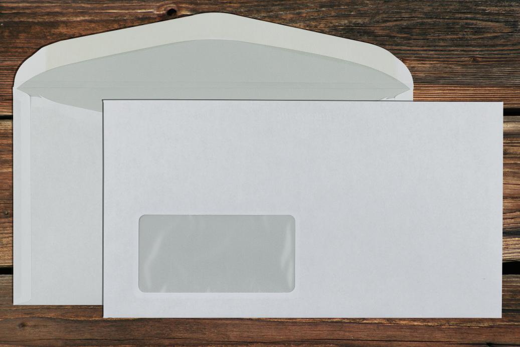 Kuvertierhüllen mit Fenster 125x229 mm Nassklebend Weiß 75 g/qm